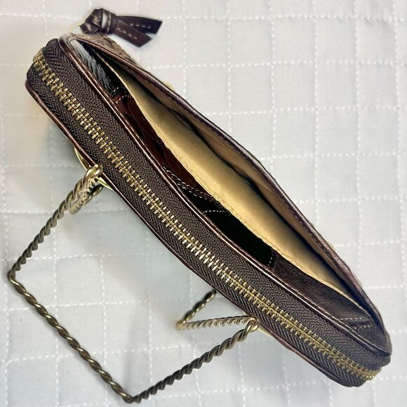 COACH Zoe Mixed Media Patchwork Chocolate Brown Leather Large Full Length Wallet - Picture 8 of 15